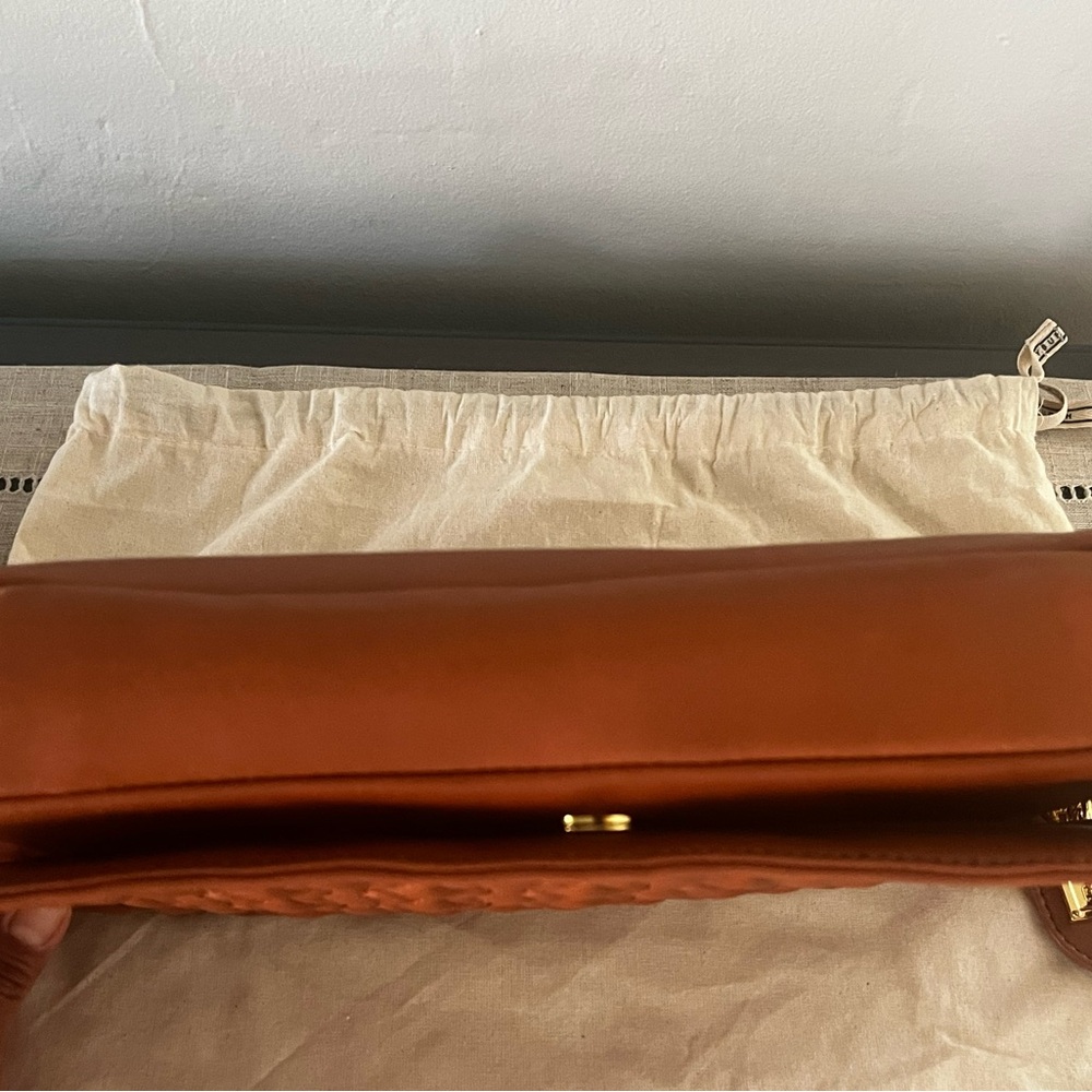 Chic Brown Quilted Clutch with Gold Accents - Picture 7 of 13
